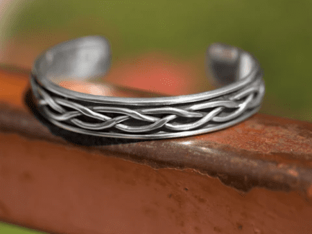 oxidized braided cuff bracelet